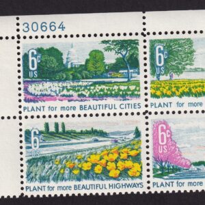 Scott #1368a (1365-68) Beautification Plate Block of 4 Stamps - MNH UL