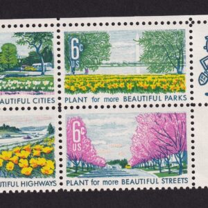 Scott #1368a (1365-68) Beautification Zip Block of 4 Stamps - MNH