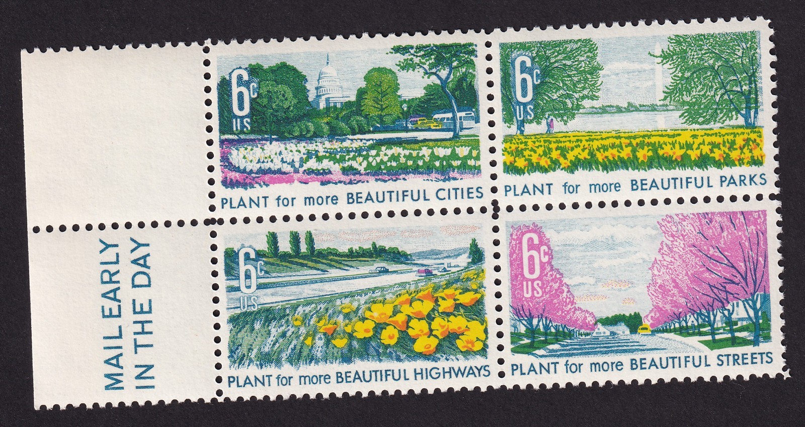 Scott #1368a (1365-68) Beautification Mail Early Block of 4 Stamps - MNH