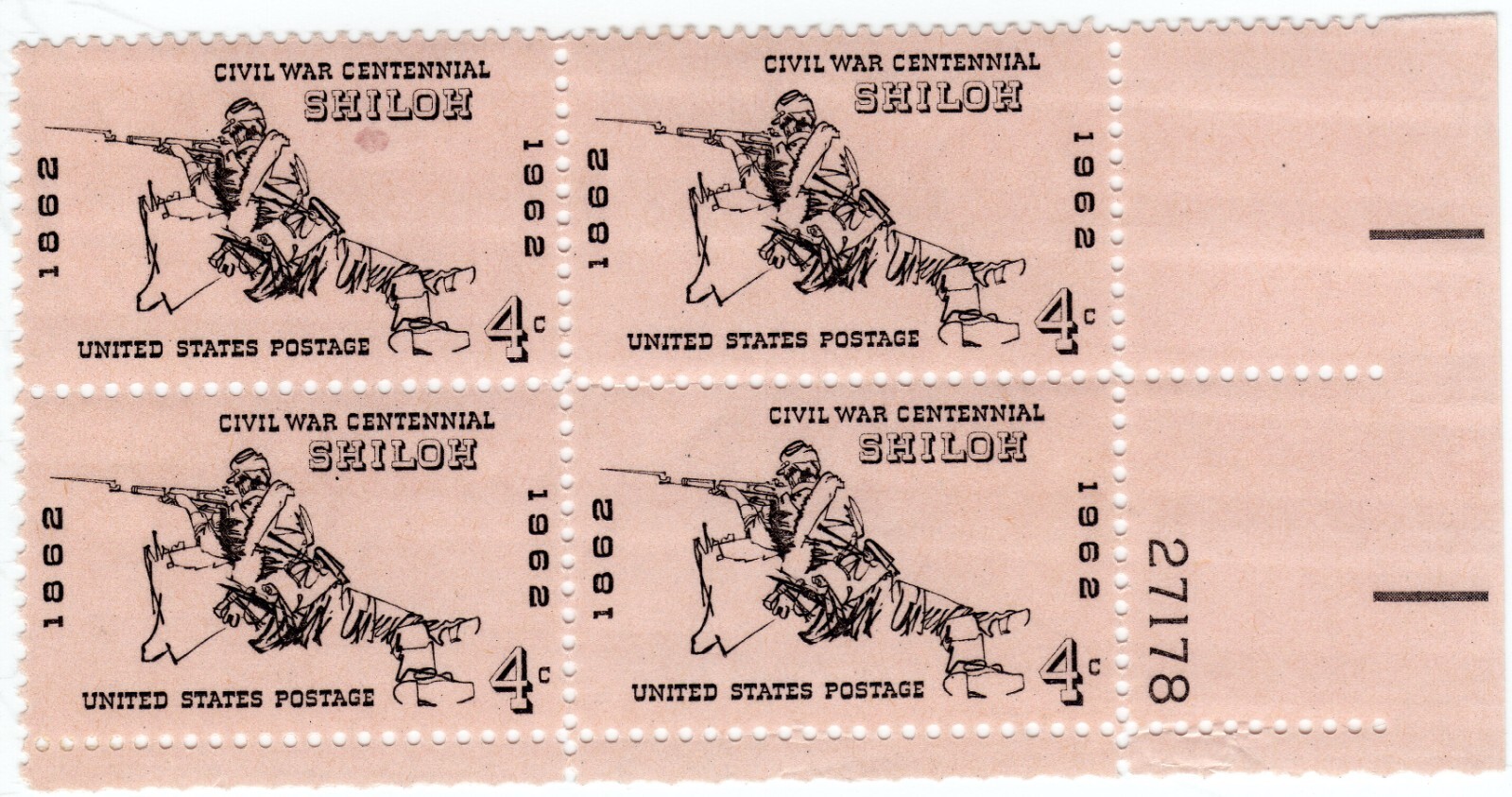 Scott #1179 Shiloh (Civil War, 1862) Plate Block of 4 Stamps - MNH