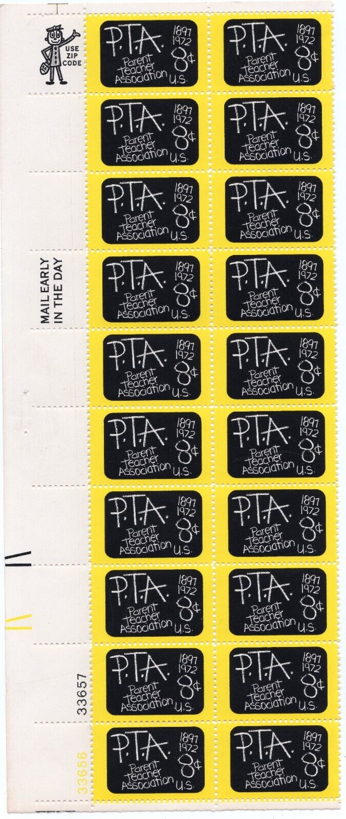 Scott #1463 PTA Plate Block of 20 Stamps - MNH