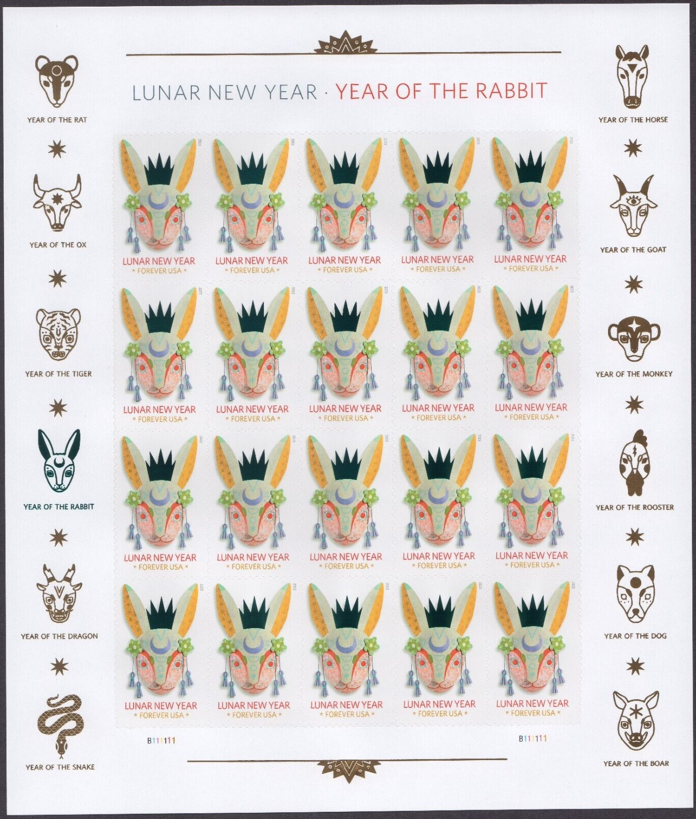 Scott #5744 Chinese New Year (Rabbit) Full Sheet of 20 Forever Stamps - MNH