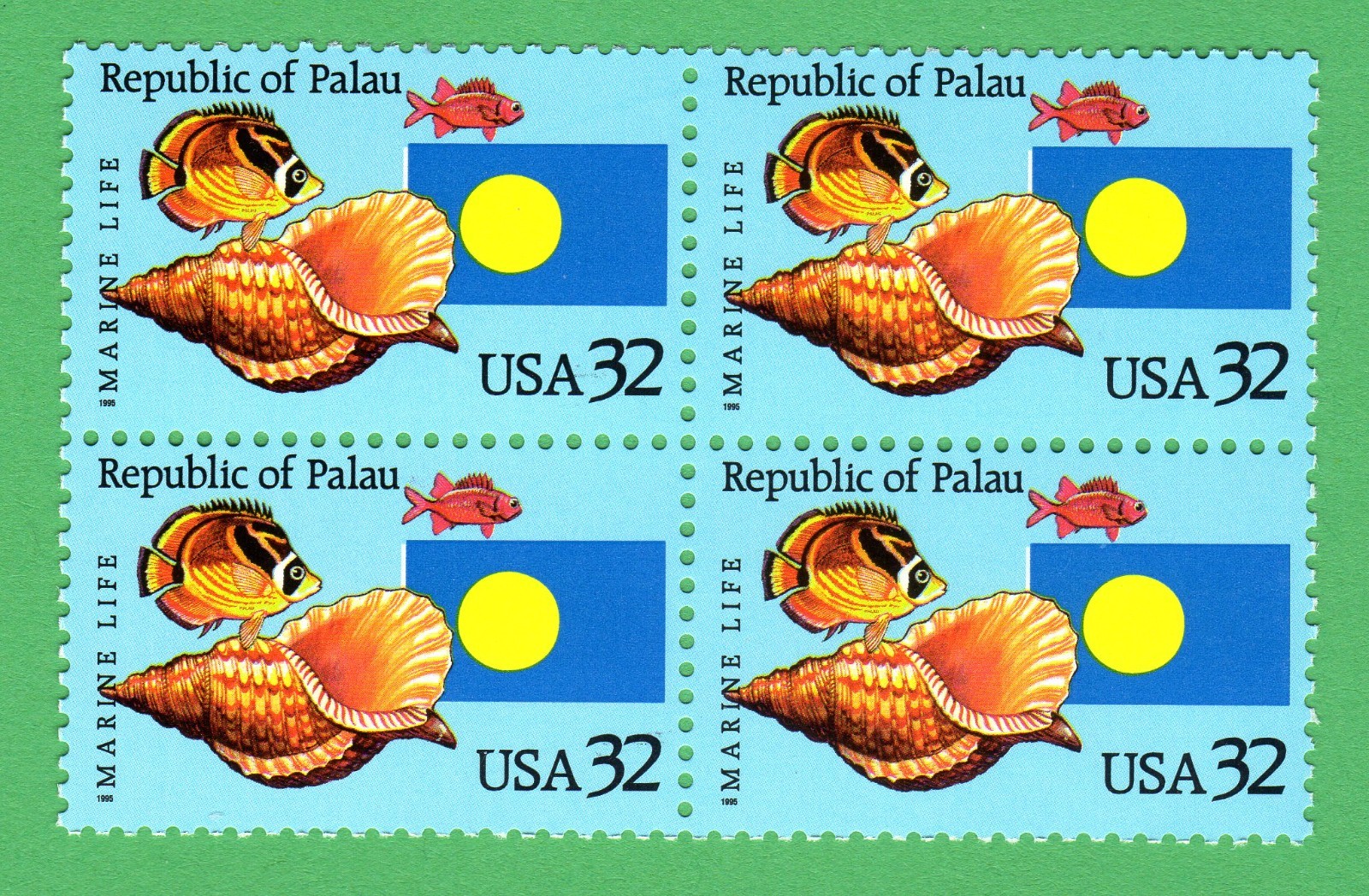 Scott #2999 Republic of Palau (seashell) Block of 4 Stamps - MNH