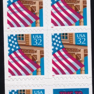 Scott #2921a Flag over Porch Booklet Pane of 5 Stamps - MNH P#11111