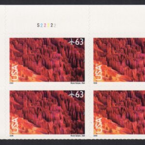 Scott #c139 Bryce Canyon Plate Block of 4 Airmail Stamps - MNH P#S22222 UL