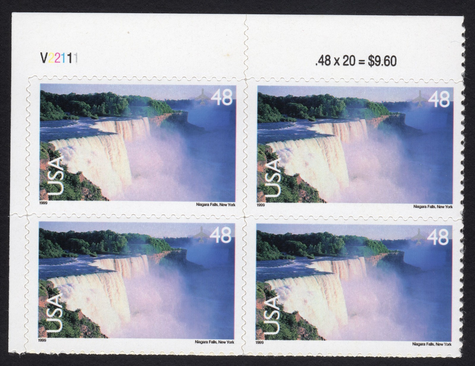 Scott #c133 Niagra Falls Plate Block of 4 Airmail Stamps - MNH P#V22111 UL
