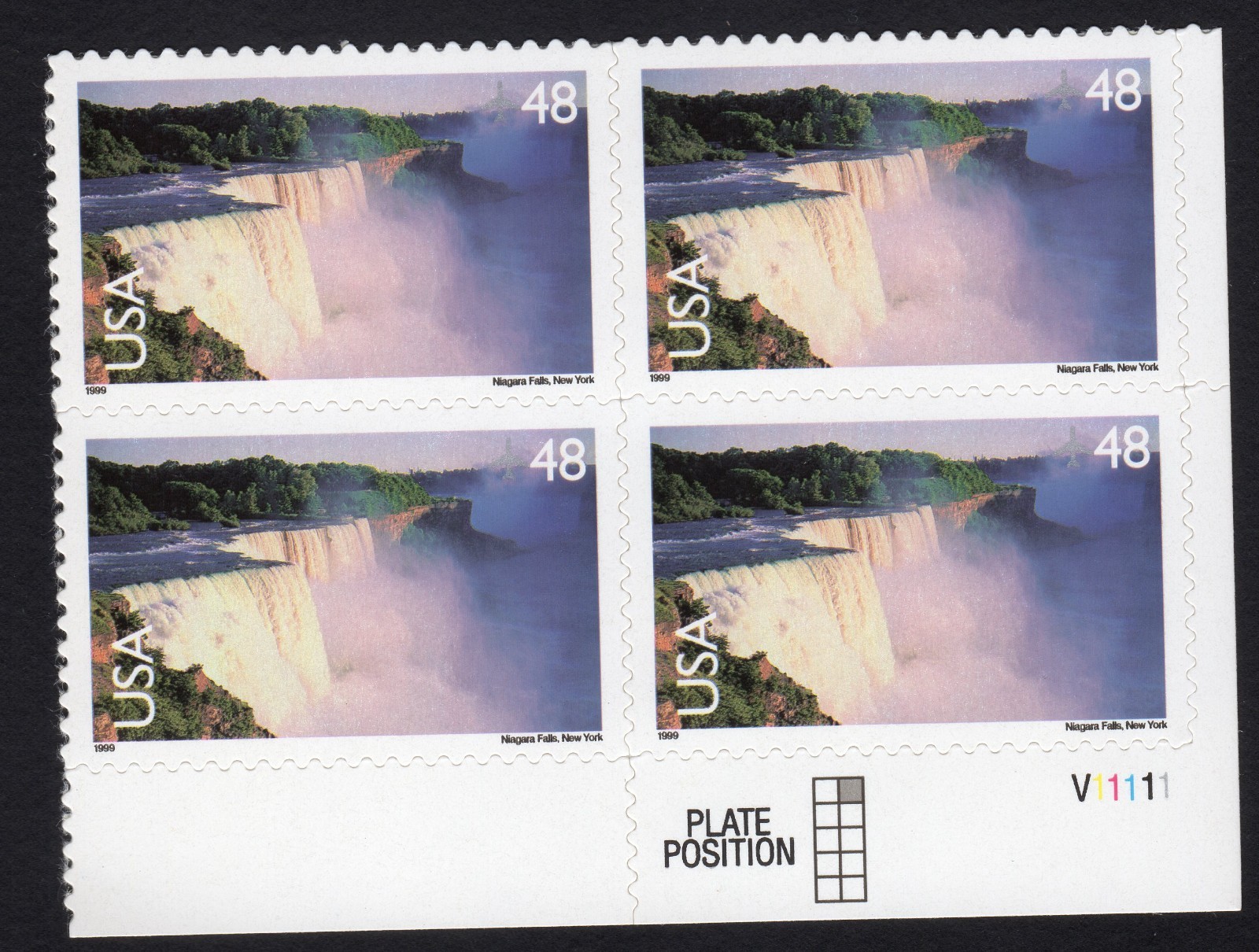 Scott #c133 Niagra Falls Plate Block of 4 Airmail Stamps - MNH P#V11111 LR