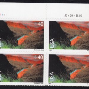 Scott #c134 Rio Grande River (Texas) Plate Block of 4 Airmail Stamps - MNH UL