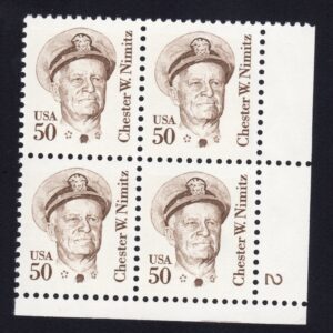 Scott #1869f Chester W. Nimitz Plate Block of 4 Stamps - MNH P#2 LR
