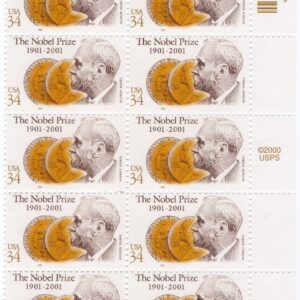 Scott #3504 NOBEL PRIZE (Alfred Nobel) Half Sheet of 10 34¢ Stamps - MNH