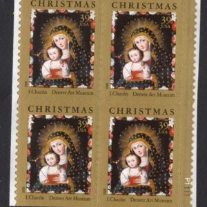Scott #4100 39¢ Madonna (Chacon) Plate # Booklet Block of 4 Stamps - MNH