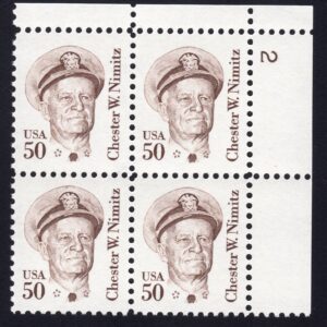 Scott #1869 Chester W. Nimitz Plate Block of 4 Stamps - MNH P#2 UR