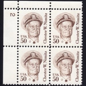 Scott #1869 Chester W. Nimitz Plate Block of 4 Stamps - MNH P#2 UL