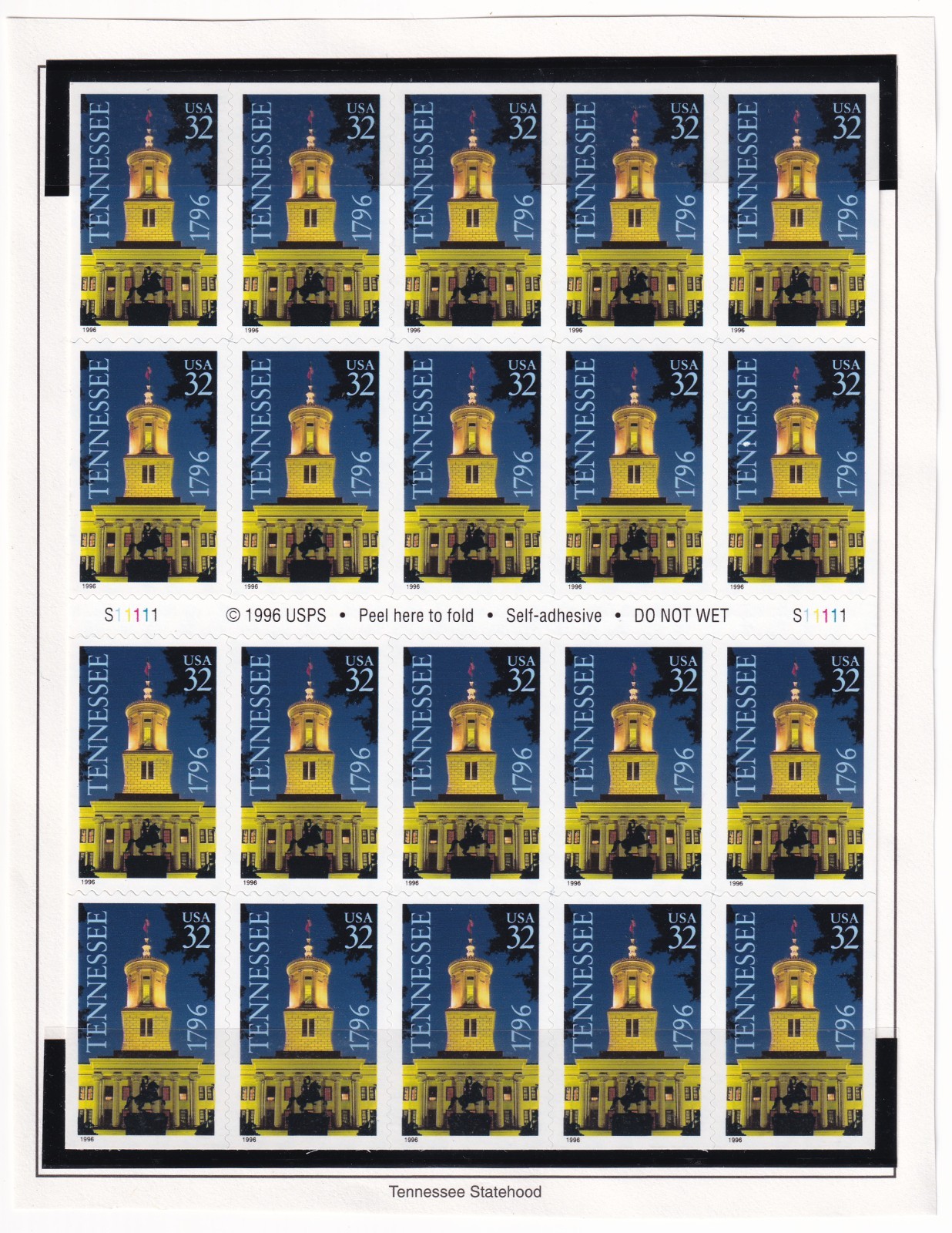 Scott #3071a 32¢ Tennessee (Volunteers) Booklet of 20 Stamps - MNH PC#2