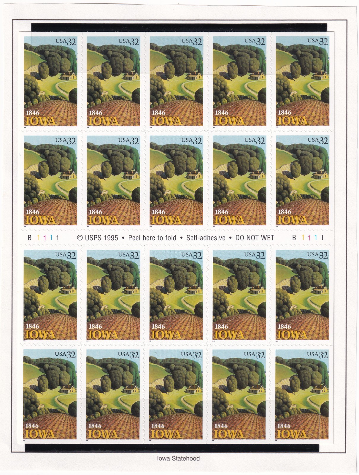 Scott #3089a 32¢ Iowa (Hawkeyes) Booklet of 20 Stamps - MNH PC#3