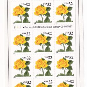 Scott #3049a 32¢ Yellow Rose Booklet of 20 Stamps - MNH P#S1111 Rose Bowl PC#6