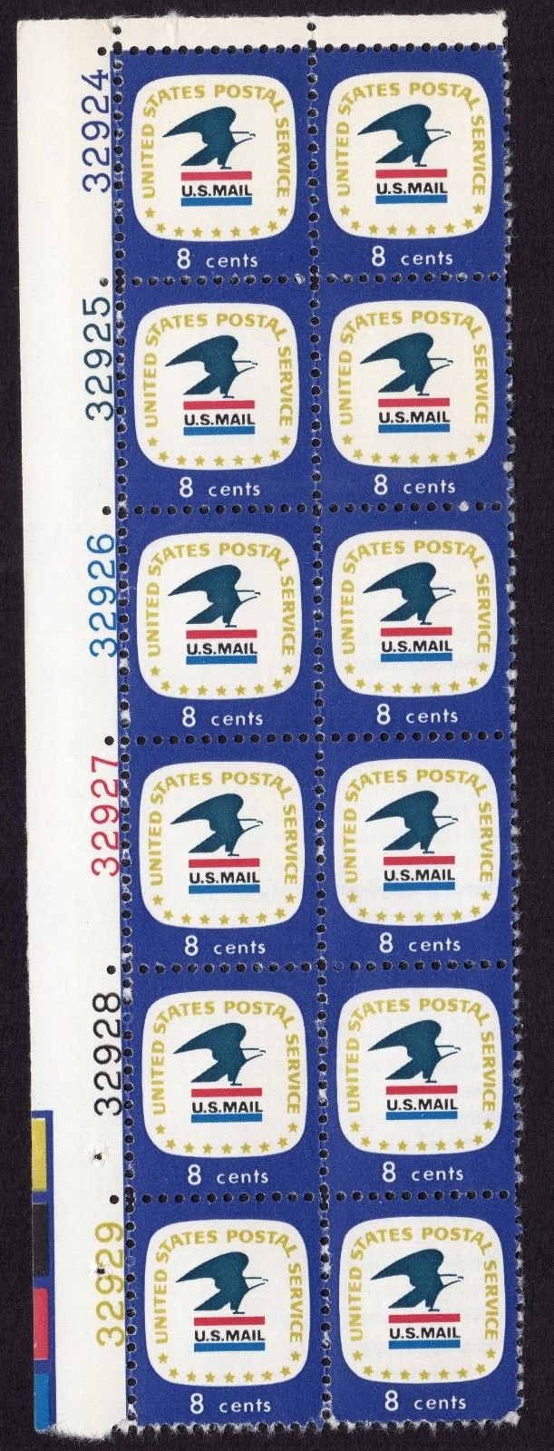 Scott #1396 Blue Eagle US Mail Plate Block of 12 Stamps - MNH