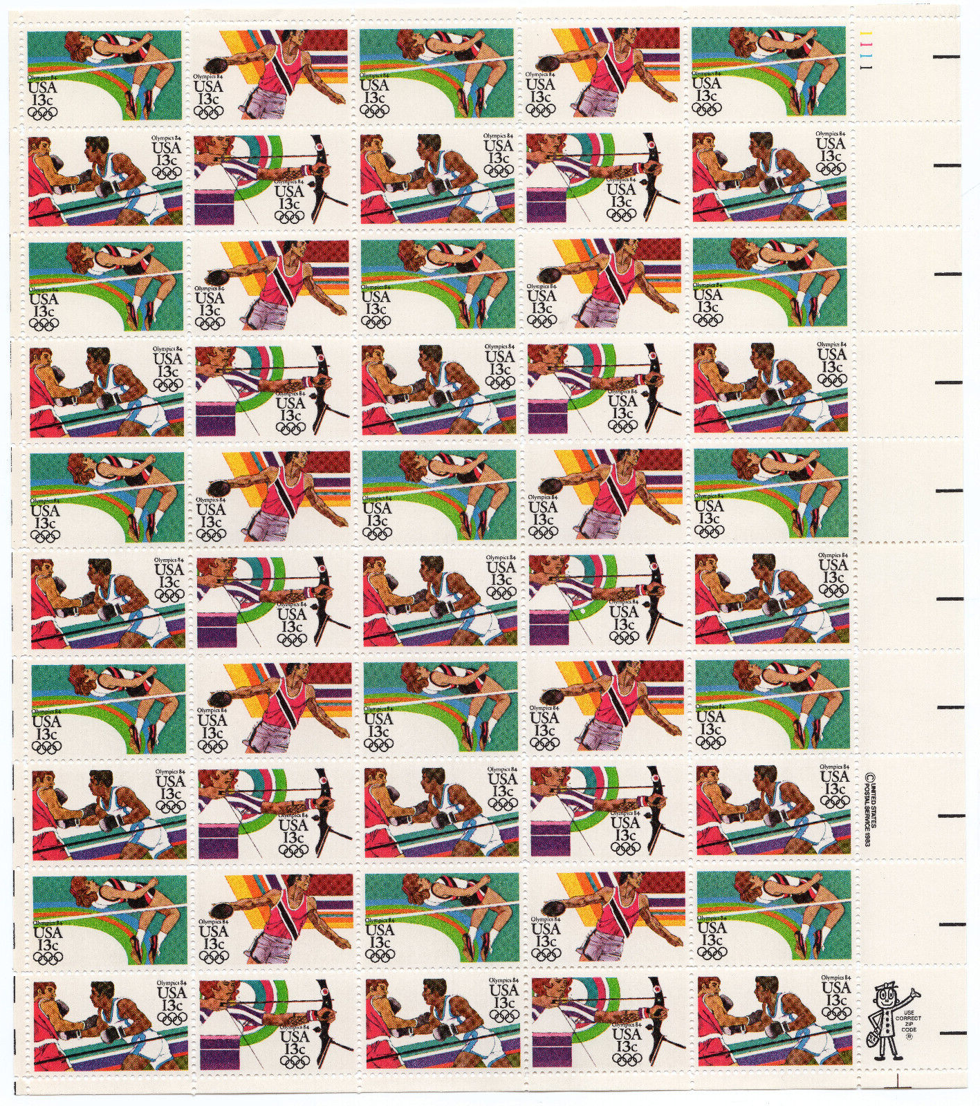 Scott #2051a (2048-51) Olympics (1984) Sheet of 50 Stamps - MNH
