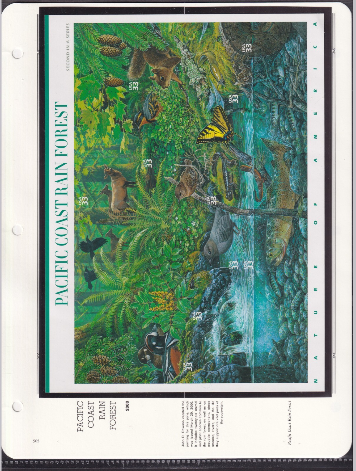Scott #3378 Pacific Coast Rain Forest Sheet & Single Stamps - MNH White Ace
