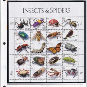 Scott #3351 Insects and Spiders Sheet of 20 & Singles - MNH White Ace Album Page