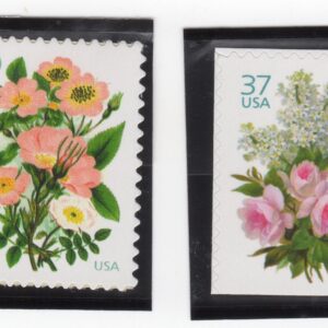 Scott #3836-3837 Garden Bouquet Pink Roses Single Stamps - MNH in mounts
