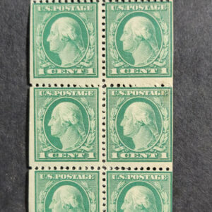 Scott #405b George Washington Booklet Pane of 6 Stamps with Tab - MNH