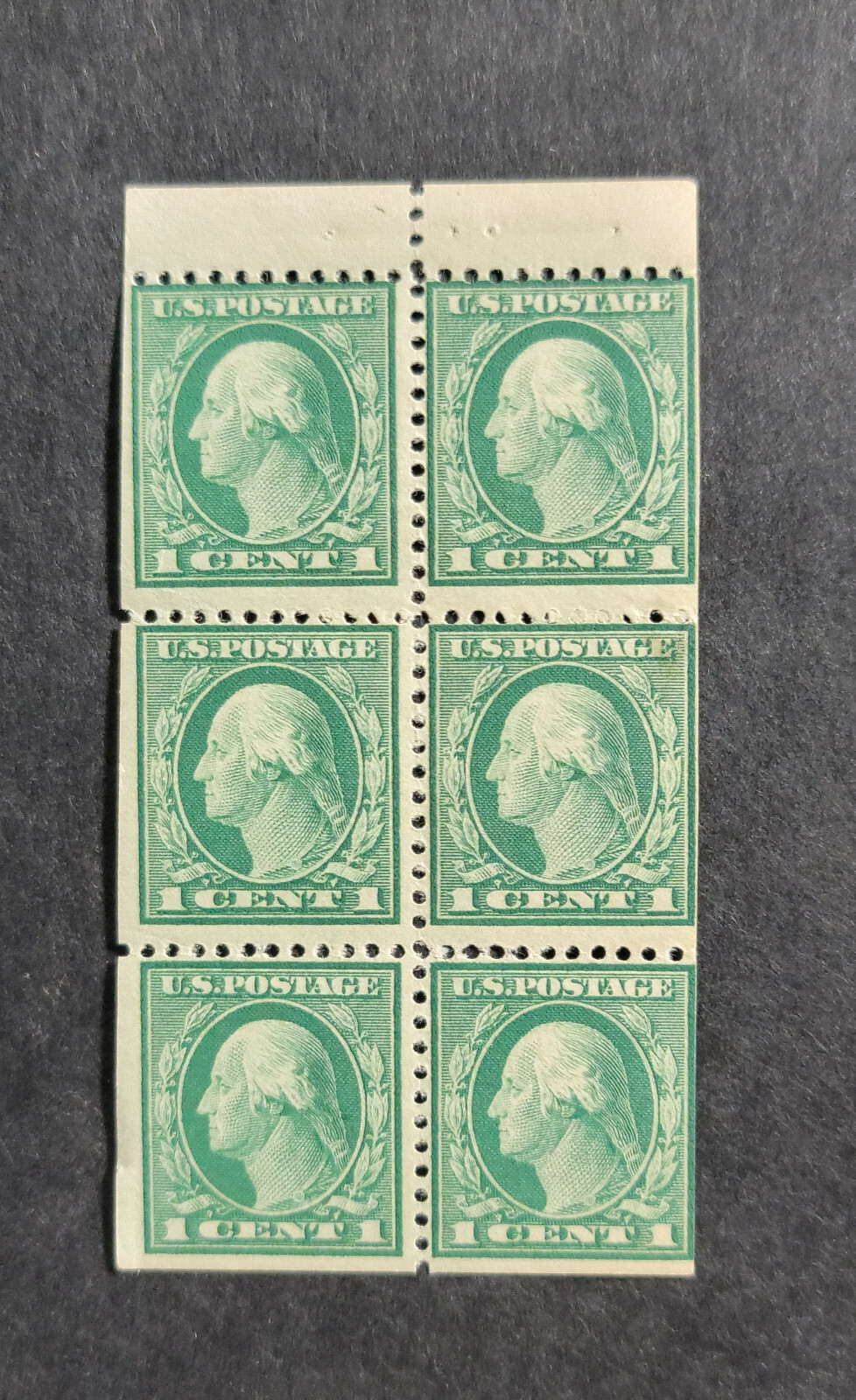 Scott #405b George Washington Booklet Pane of 6 Stamps with Tab - MNH