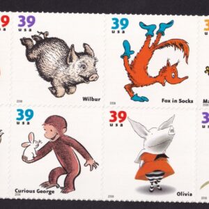 Scott #3994a (3987-94) Children's Books Animals Block of 8 Stamps - MNH