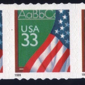 Scott #3283a Flag Over Classroom (Chalkboard) Booklet Pane of 3 Stamps - MNH