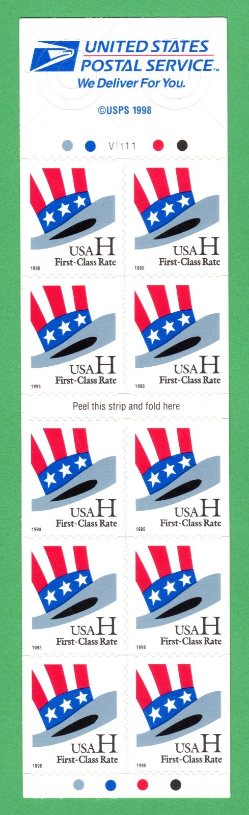 Scott #3268a Hat H Stamp Booklet Pane of 10 Stamps - MNH P#V1111