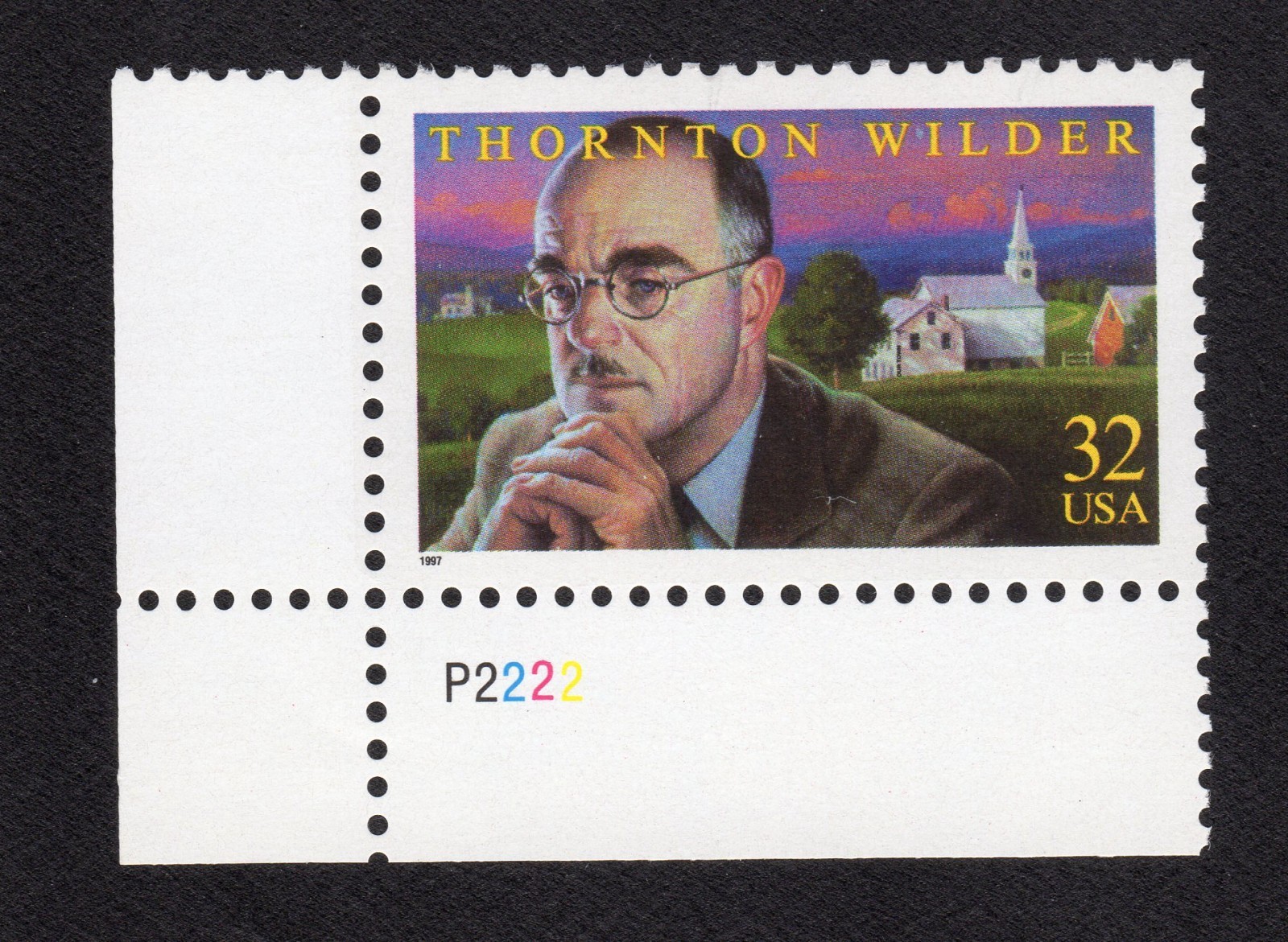Scott #3134 Thornton Wilder Plate # Single Stamp - MNH P#P2222 LL