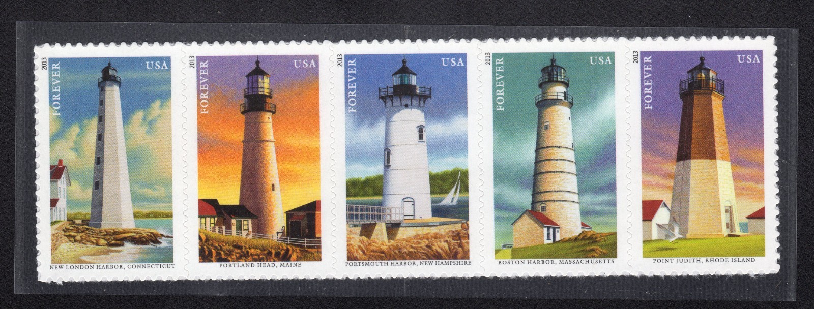 Scott #4795a (4791) New England Lighthouses Strip of 5 Stamps MNH in mount PC#5