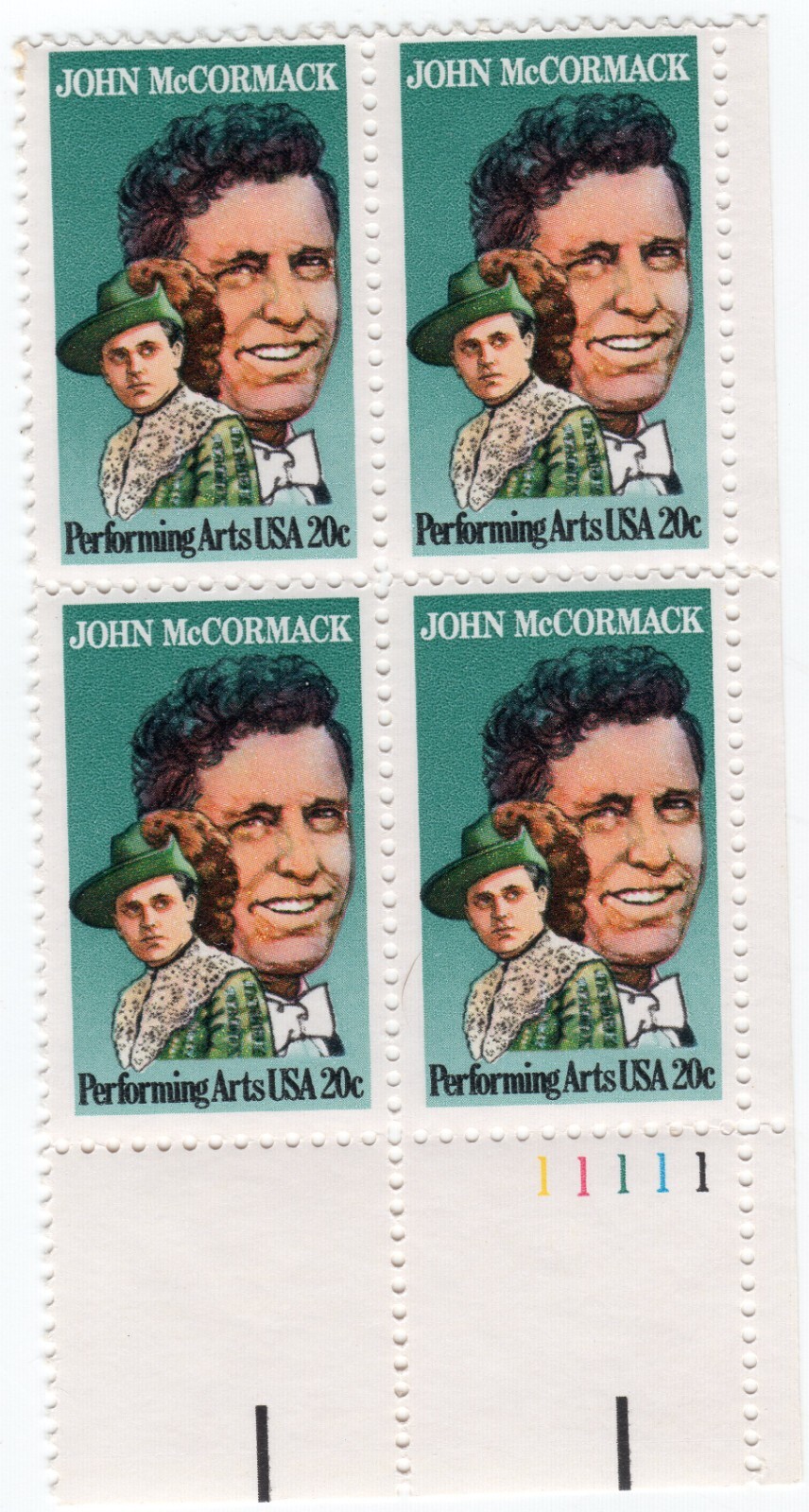 Scott #2090 John McCormack Plate Block of 4 Stamps - MNH