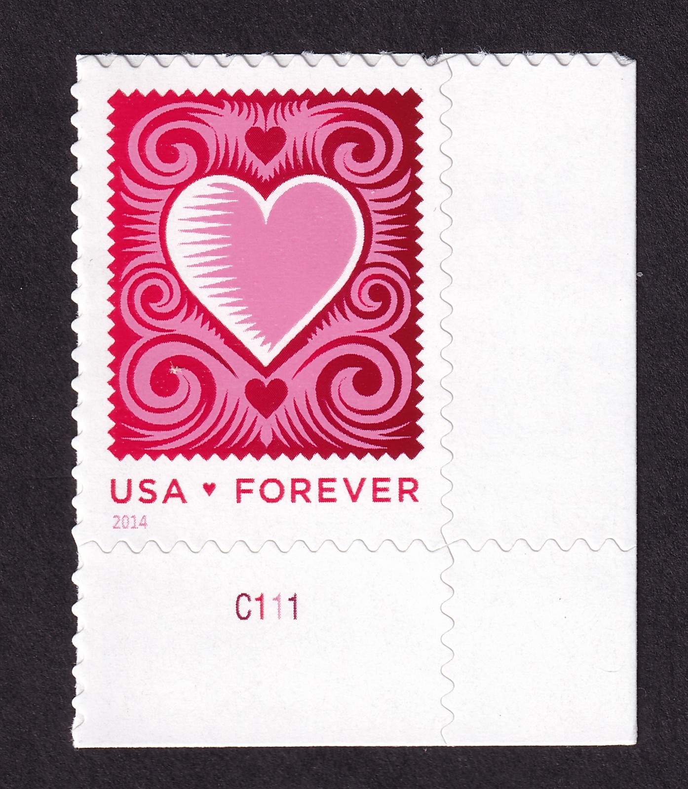 Scott #4847 Love Heart Plate # Single Forever Stamp - MNH LR