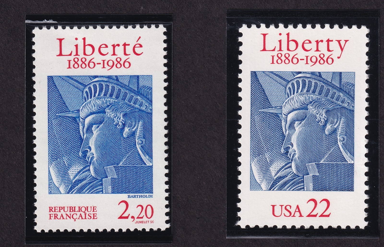Scott #2224 US/France Joint Issue Statue of Liberty Single Stamp - MNH Fr #2014