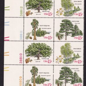Scott #1767a (1764-67) 1978 Arboretum 15¢ Plate Block of 12 Stamps - MNH LL