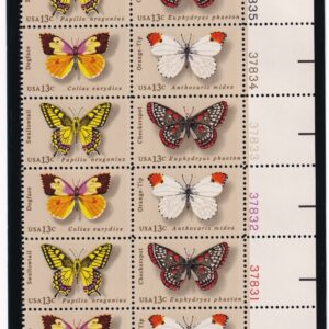 Scott #1715a (1712-15) Butterflies Plate Block of 12 Stamps - MNH LR in mount