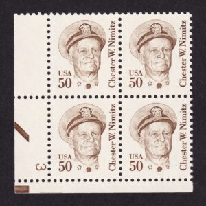 Scott #1869d Chester W. Nimitz Plate Block of 4 Stamps - MNH Dull Gum P#3 LL