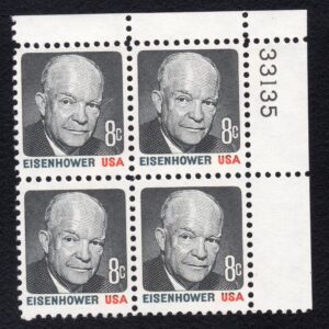 Scott #1394 Dwight D. Eisenhower Plate Block of 4 Stamps - MNH UR