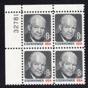 Scott #1394 Dwight D. Eisenhower Plate Block of 4 Stamps - MNH UL
