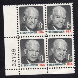 Scott #1394 Dwight D. Eisenhower Plate Block of 4 Stamps - MNH LL