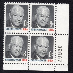 Scott #1394 Dwight D. Eisenhower Plate Block of 4 Stamps - MNH LR
