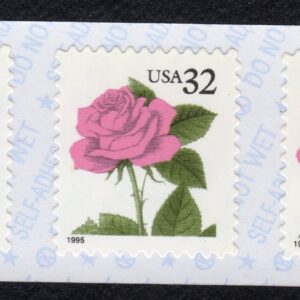 Scott #2492g Pink Rose Coil Strip of 3 Stamps - MNH