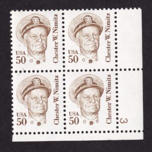 Scott #1869e Chester W. Nimitz Plate Block of 4 Stamps - MNH P#3 LR