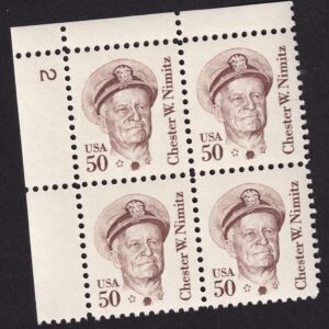 Scott #1869 Chester W. Nimitz Plate Block of 4 Stamps - MNH P#2 UL