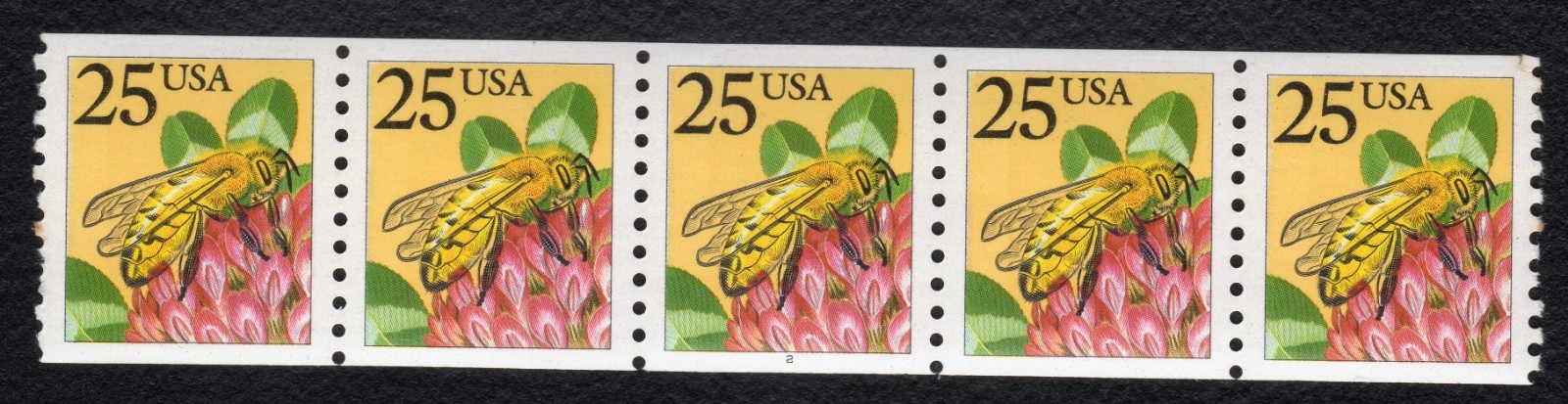 Scott #2281f Honeybee on Flower Plate # (PNC5) Coil of 5 Stamps - MNH P#2 C
