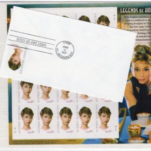 Scott #3786 Audrey Hepburn Sheet of 20 Stamps and FDC - Sealed White