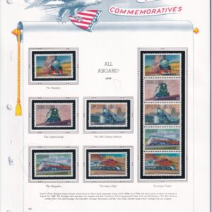 Scott #3337a (3333-37) All Aboard Trains Strip of 5 & Singles - White Ace Page