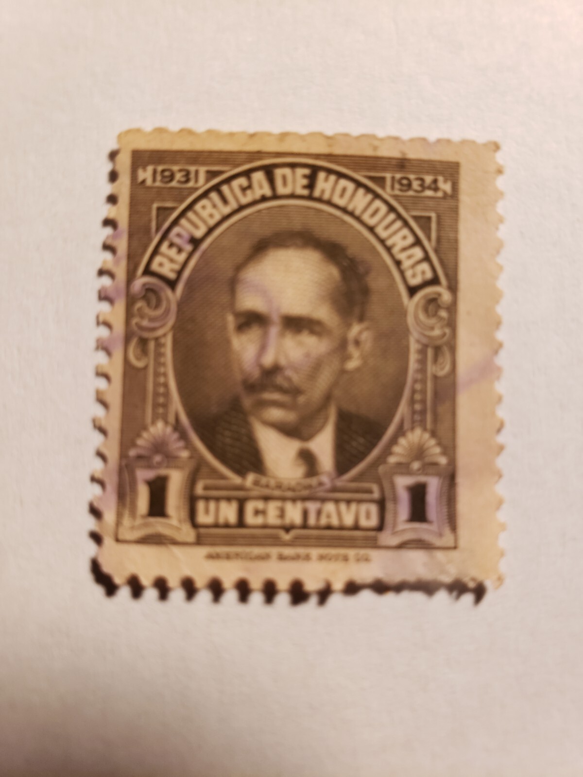 Stamp Latin America Honduras 1931 President Barauna 1c