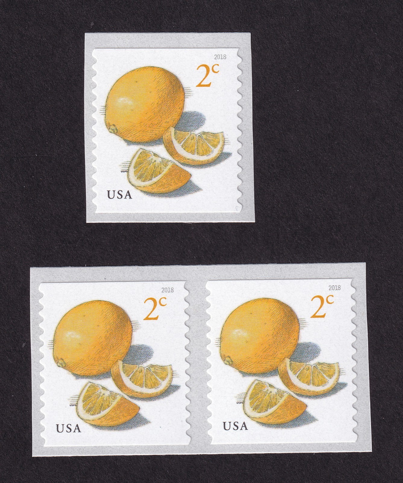 Scott #5256 Lemons Coil Pair & Single Stamps - MNH